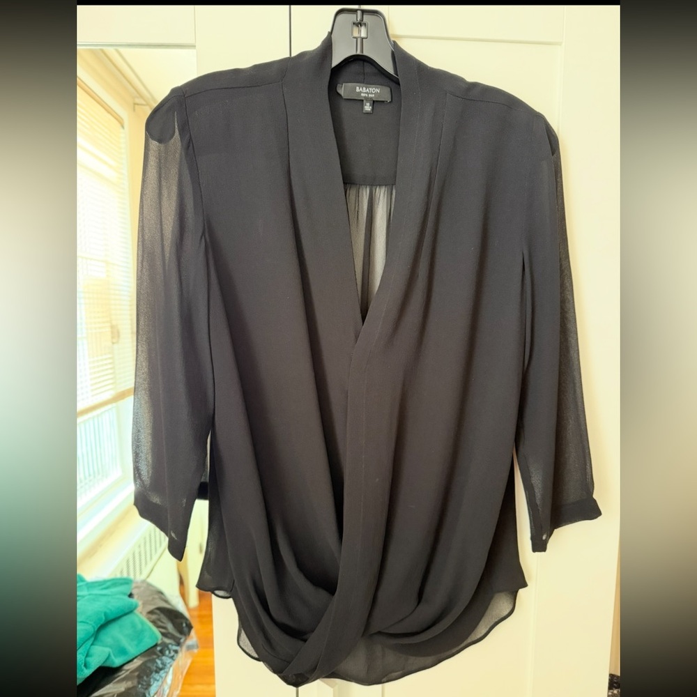 Aritzia Babaton Black Silk Shirt XS